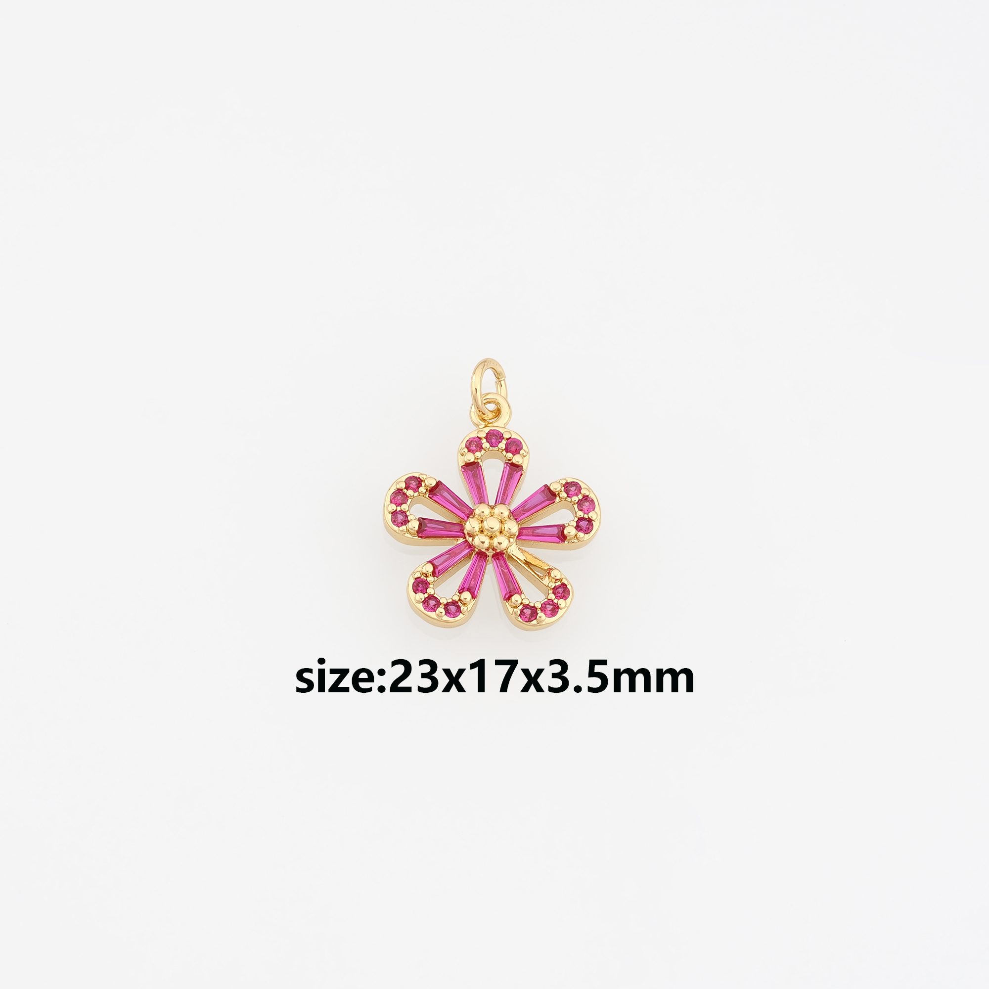 18K Gold Filled Flower Pendant,CZ Micro Pave Flower Charm Earrings Necklace for DIY Jewelry Making Supply