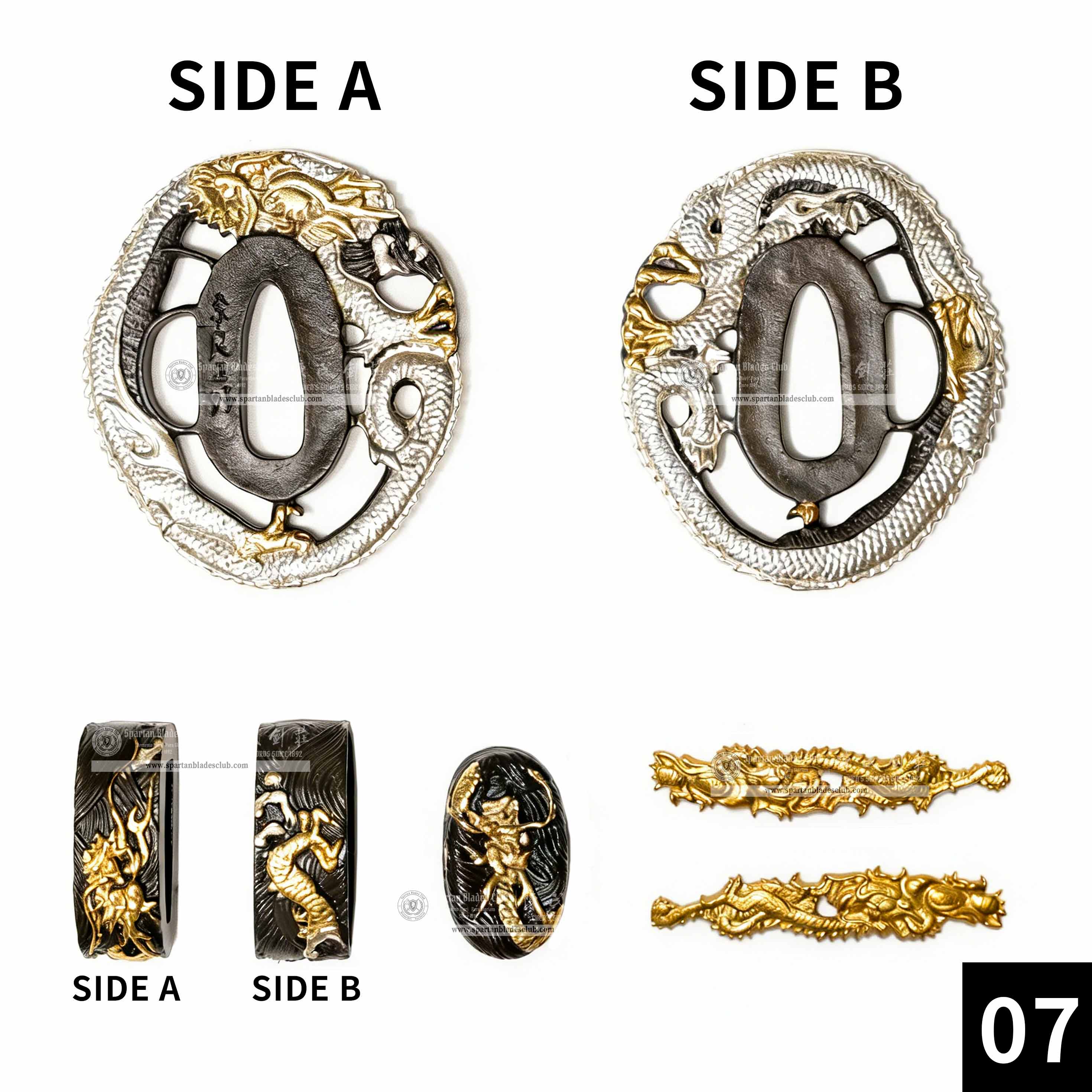 Custom Your Katana | Loong（Chinese Dragon） | Complete Set Fittings (Brass Gilded) | Spartan Blades Club | CHEN'S SWORDS 1892 - Spartan Blades Club - 陳氏劍莊1892