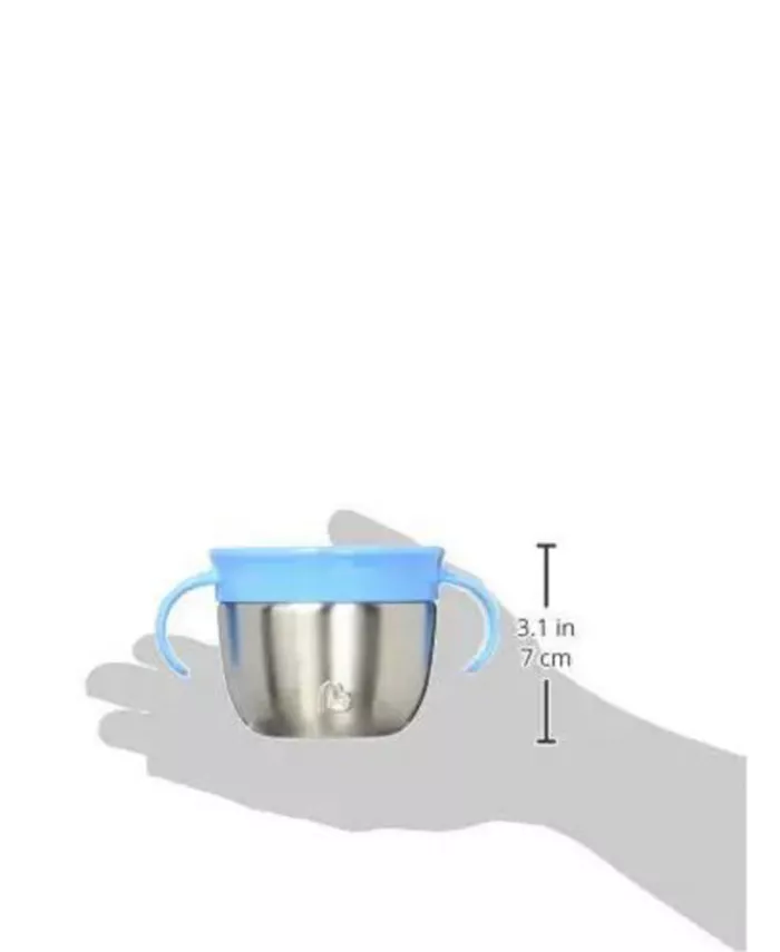Munchkin Toddler Stainless Steel Snack Catcher with Lid, 9 Ounce, Blue