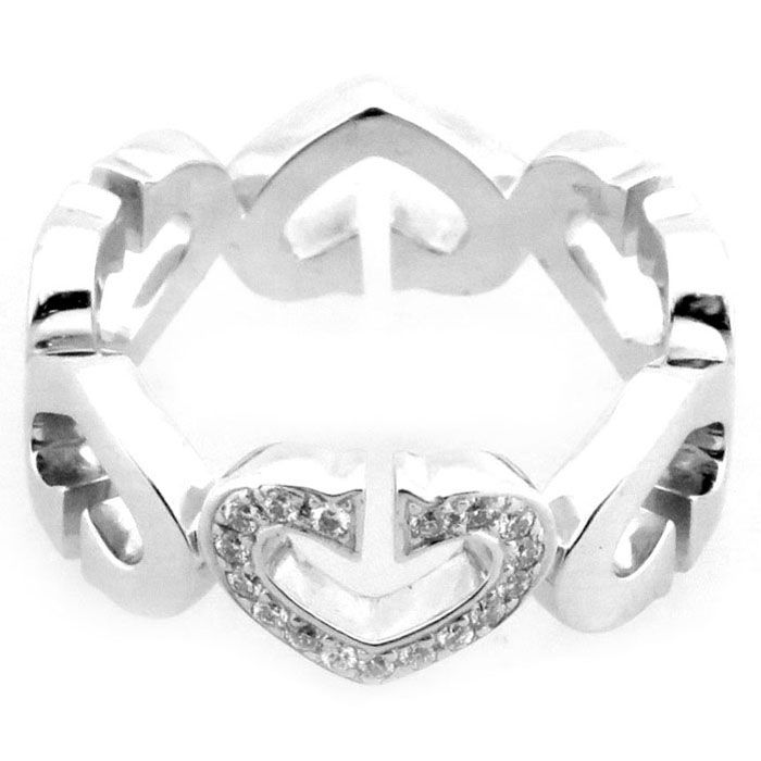 Cartier C Heart Diamond Ring 18K White Gold
