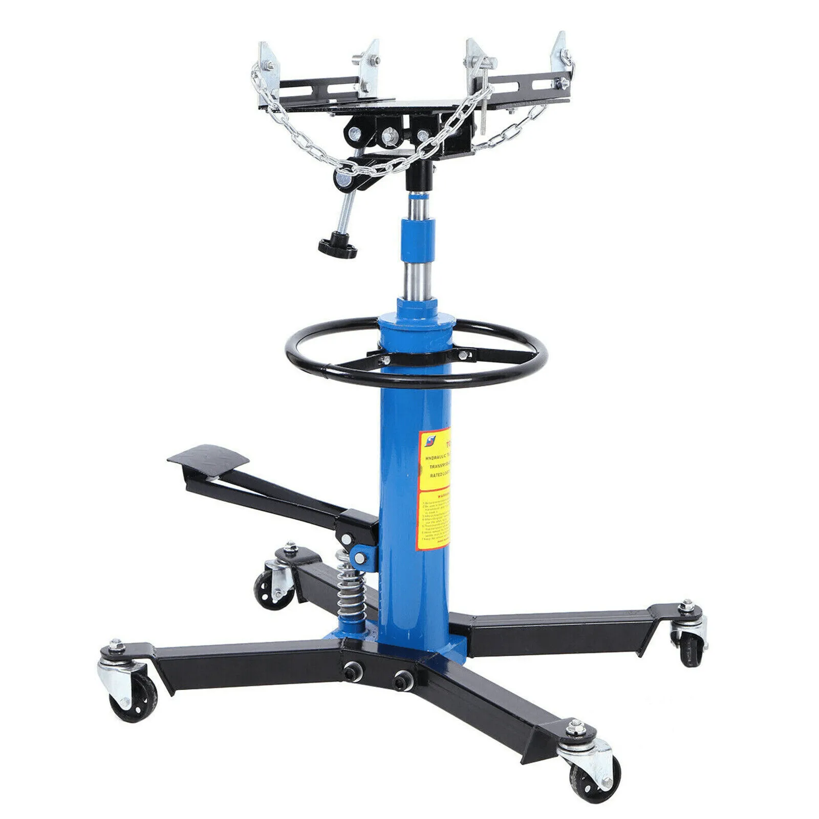 2026 1660 Pounds Hydraulic Car Transmission Jack Vertical Lift with 360° Swivel Wheel Pedal ,Blue,33