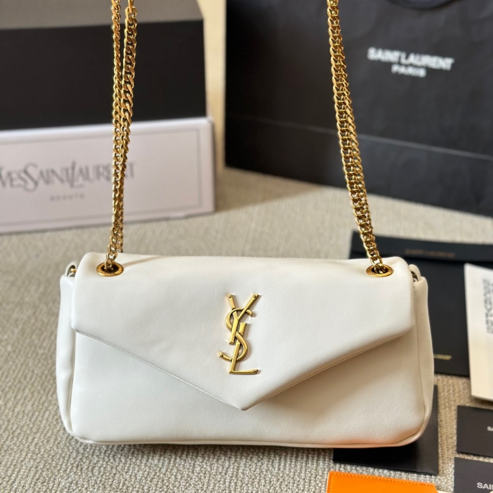 Saint Laurent Calypso Small In Plunged Blanc Vintage 27Cm