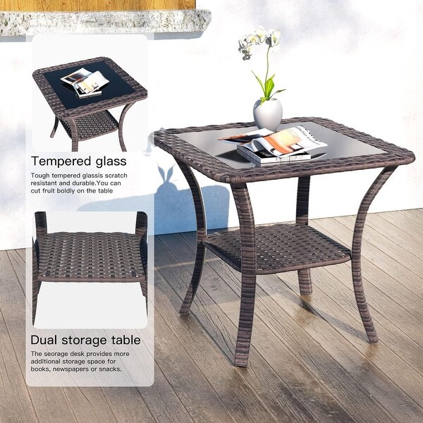 Patio Furniture Sectional Sofa Set,PE Rattan Swivel Rocking Chairs Patio Conversation Set