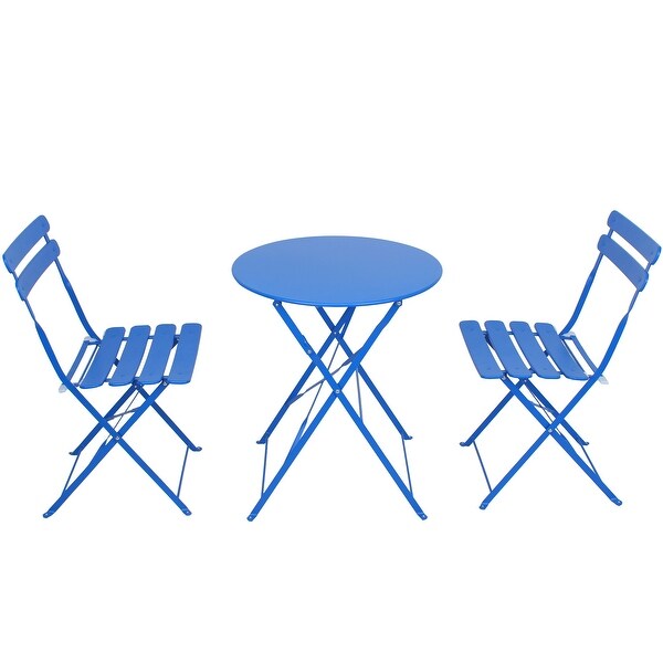 3 Pieces Patio Bistro Balcony Metail Chair Table