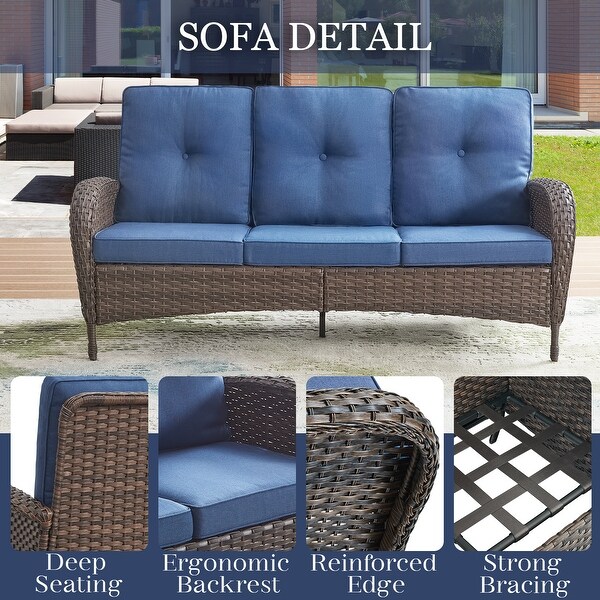 Patio Wicker Sofa Swivel Chair Set of 8