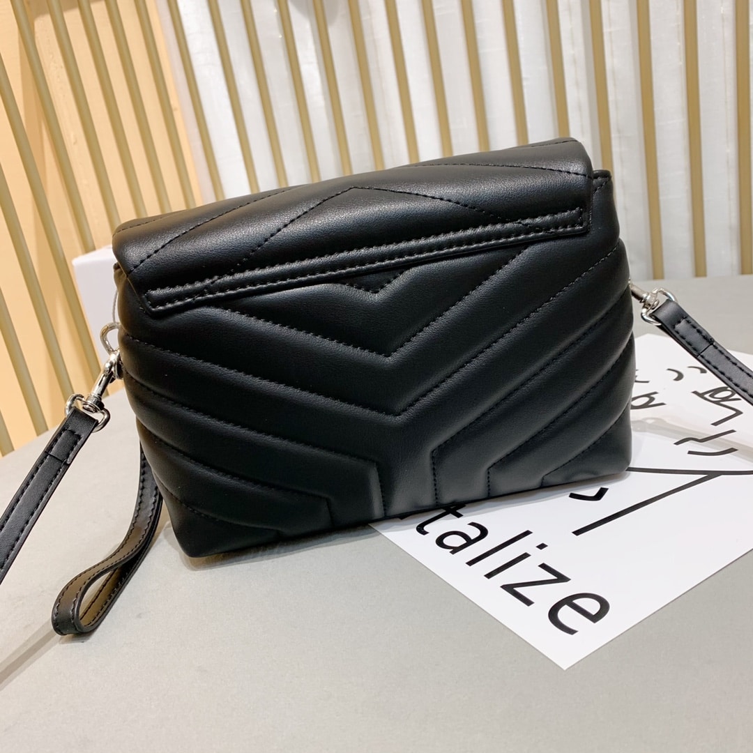 Saint Laurent Loulou Toy Strap Bag In Quilted Y Leather Black