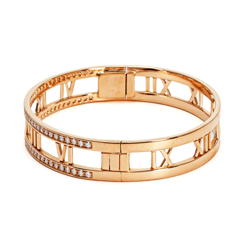 Tiffany & Co. Atlas Open Atlas Bracelet 18K Rose Gold Diamond