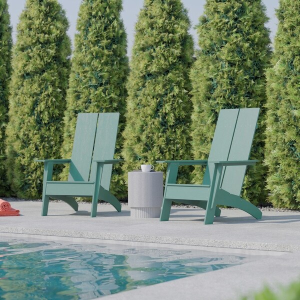 Modern Dual Slat Back Adirondack Style Chairs (Set of 2)