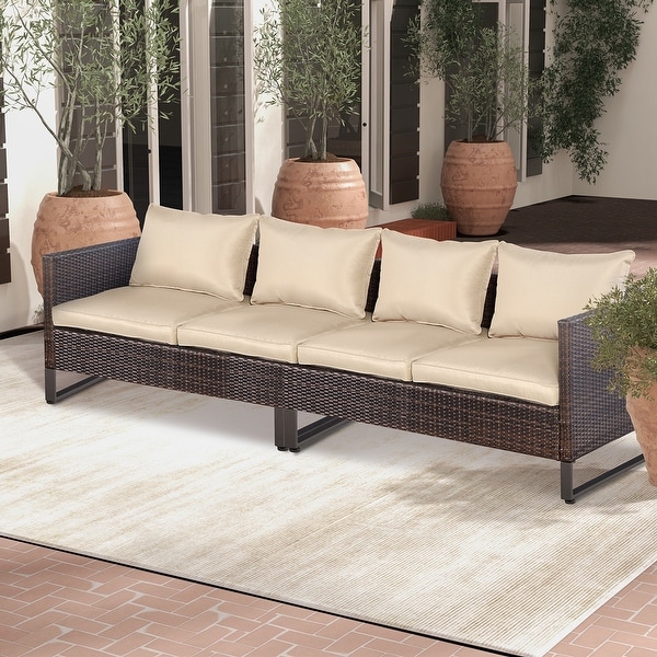 Costway 2PCS Patio Conversation Set Sectional Sofa Furniture Cushioned