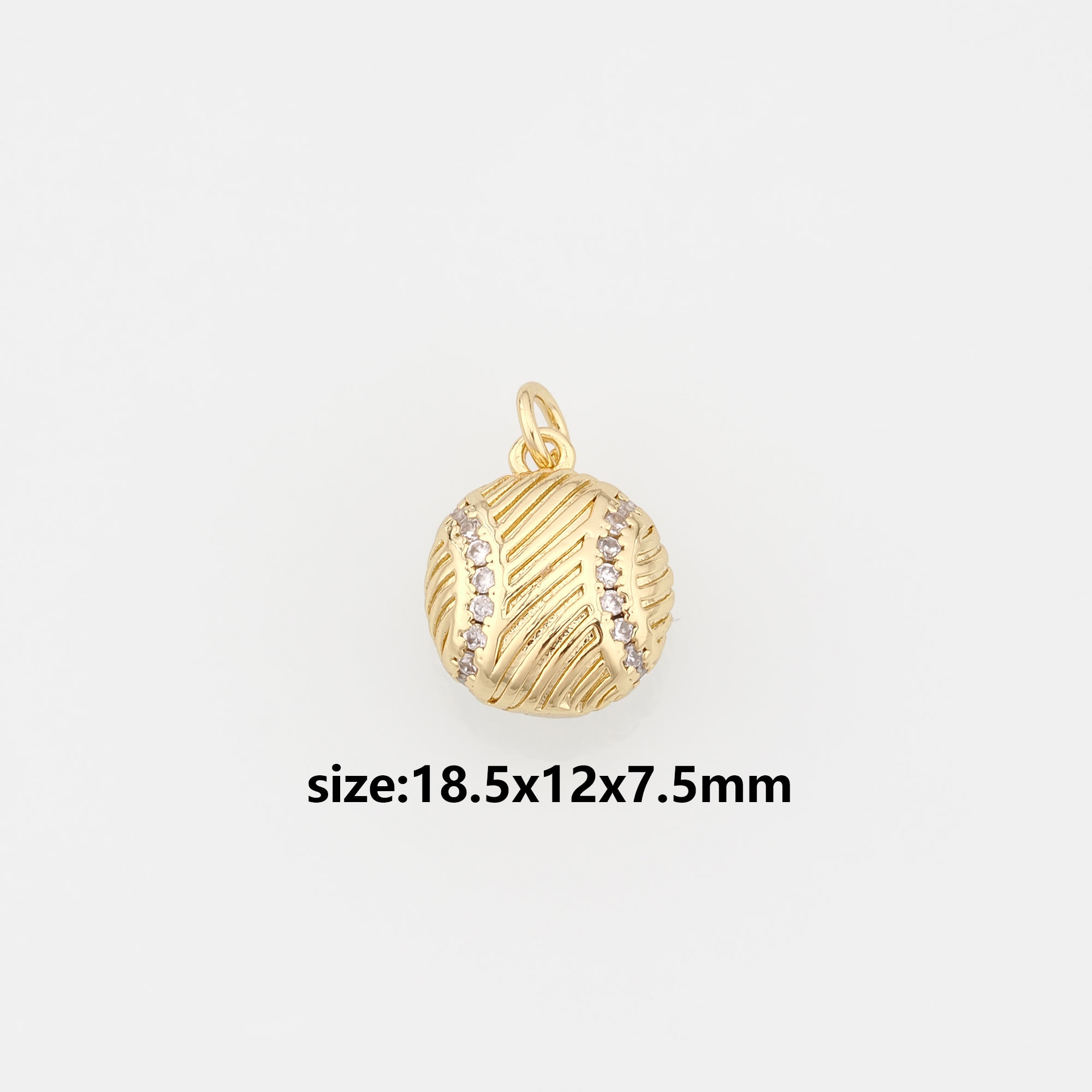 18K Gold Filled Softball Pendant,Baseball Charm,CZ Micro Pave Softball Earrings Necklace for DIY Jewelry Making Supply