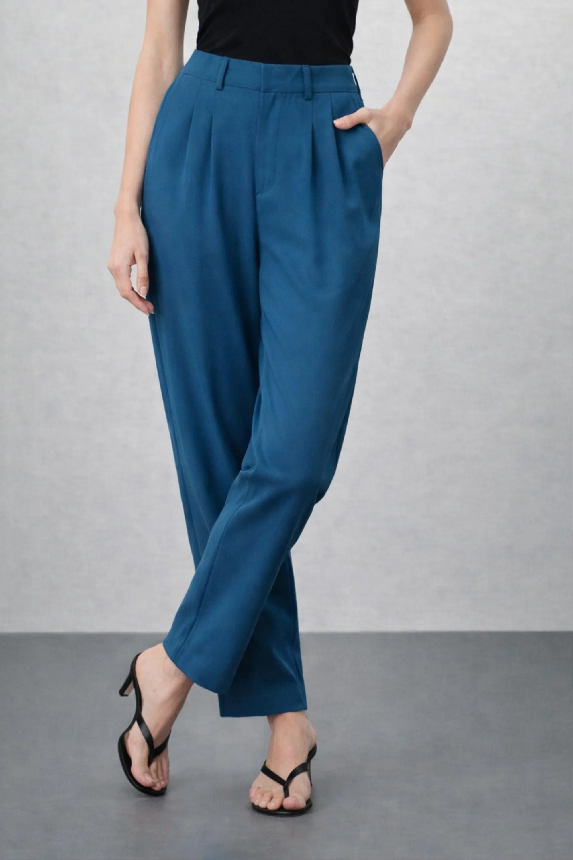Straight Fit Blue Korean Trouser