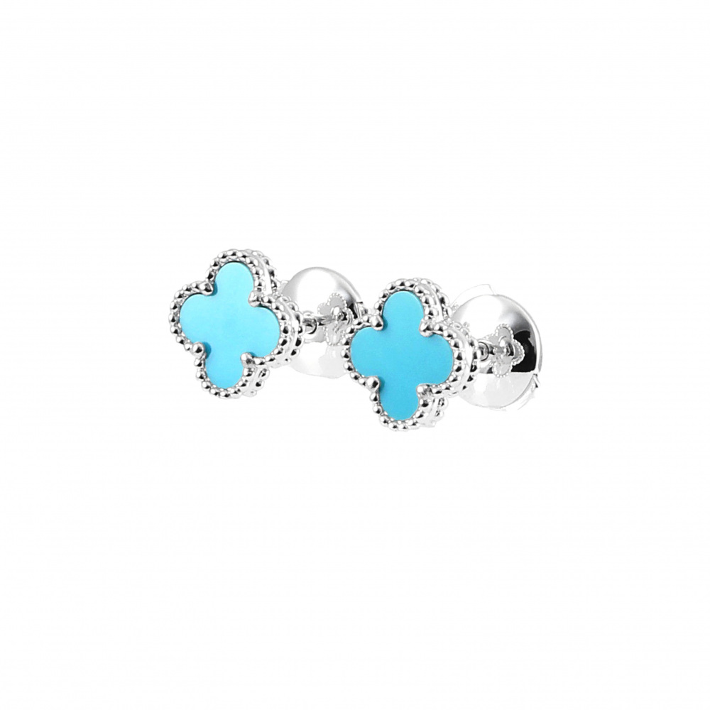 Van Cleef & Arpels Sweet Alhambra Earrings 18K White Gold Turquoise VCARA44500