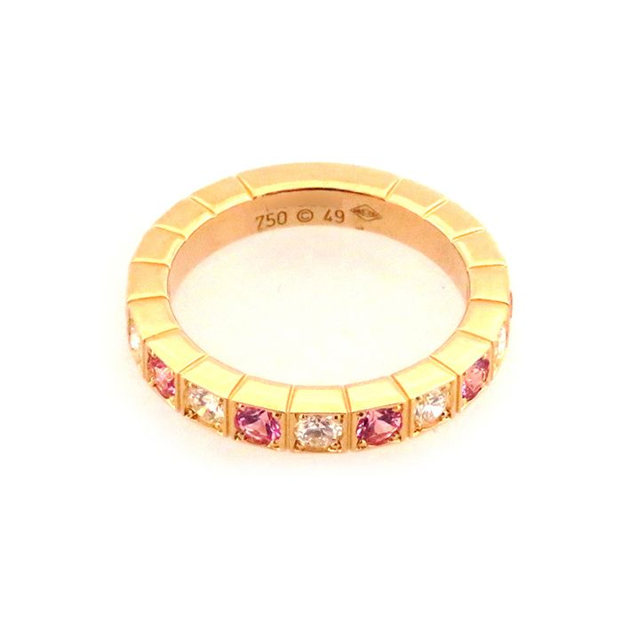 Cartier Laniere Diamond Pink Sapphire Ring 18K Rose Gold