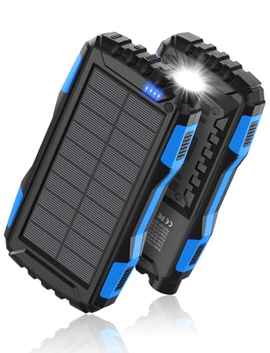 Power-Bank-Solar-Charger - 42800mAh Portable Charger,Solar Power Bank,External Battery Pack 5V3.1A Qc 3.0 Fast Charger Built-in Super Bright Flashlight (Orange)