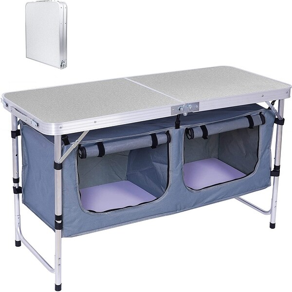 Folding Table,Camping Table Adjustable Height,Pliante Portable,Pliante Ext��rieure,Portable Camping Table with Storage