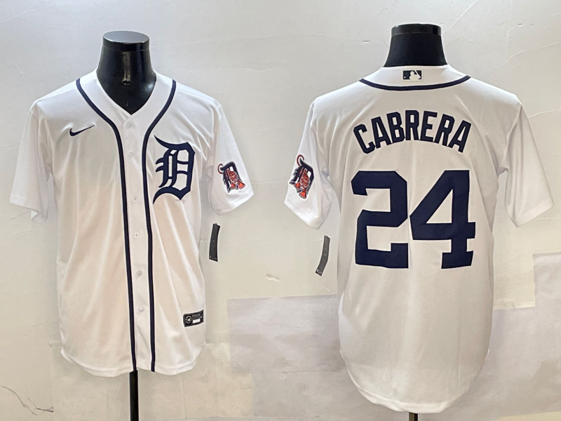 Men's Detroit Tigers Miguel Cabrera #24 White Replica Baseball Jersey