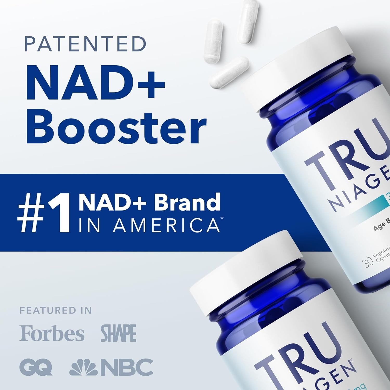 NAD Supplement for Brain Function, Anti Aging & Cell Regeneration, 300mg Niagen, 30 Servings | Supports Cellular Energy, Muscle | Nicotinamide Riboside (NR) Take 1 Daily | 2 Bottle