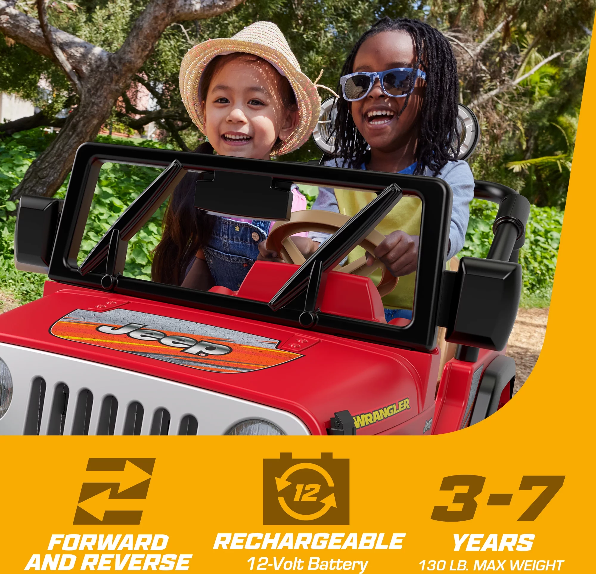 Power Wheels Jeep Wrangler Battery-Powered Ride-on, 12 V, Max Speed: 5 mph