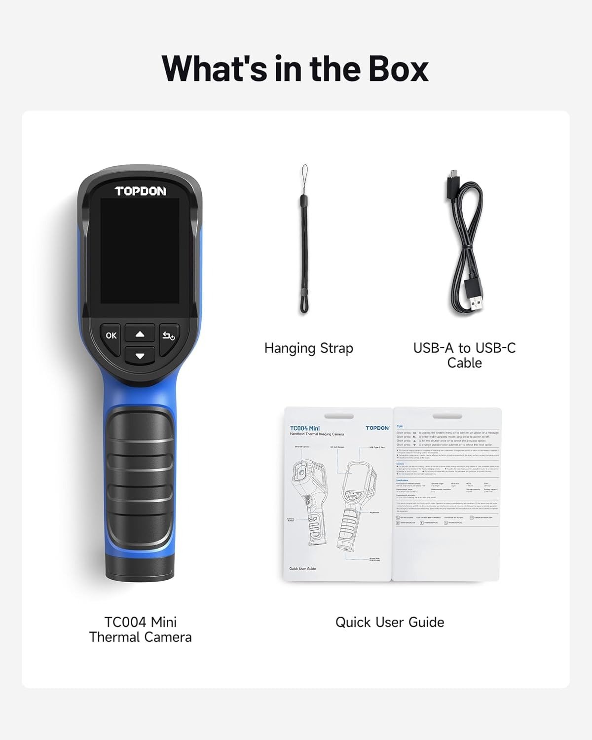 Mini Thermal Imaging Camera, 240 x 240 TISR Resolution, 15-Hour Battery Life, 128 x 128 IR Resolution, 25Hz Handheld Infrared Camera with High/Low Temp Alerts, Auto Shutdown- Blue