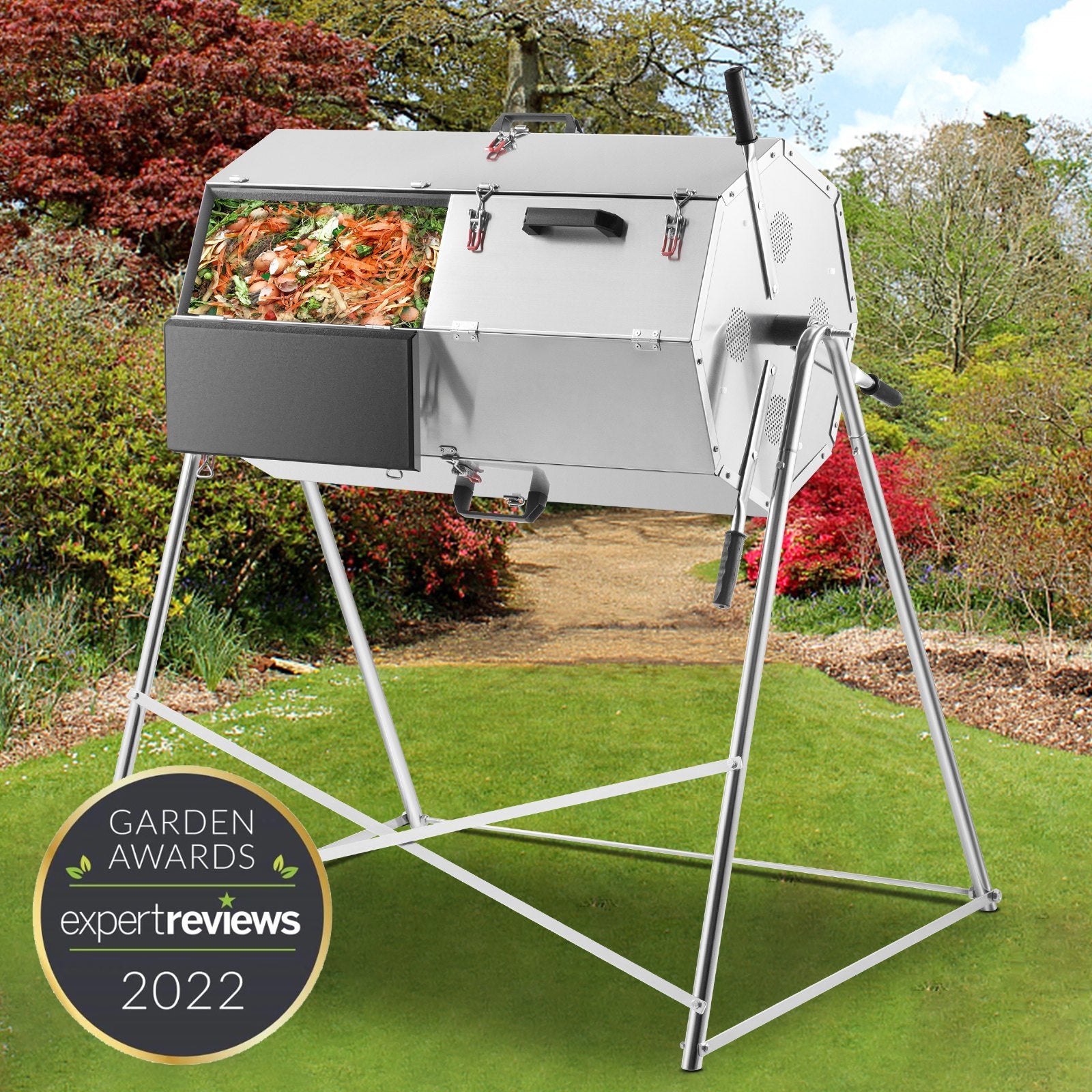 2026 Premium 33 Gallon Steel Outdoor Compost Tumbler Bin With Dual-Chamber