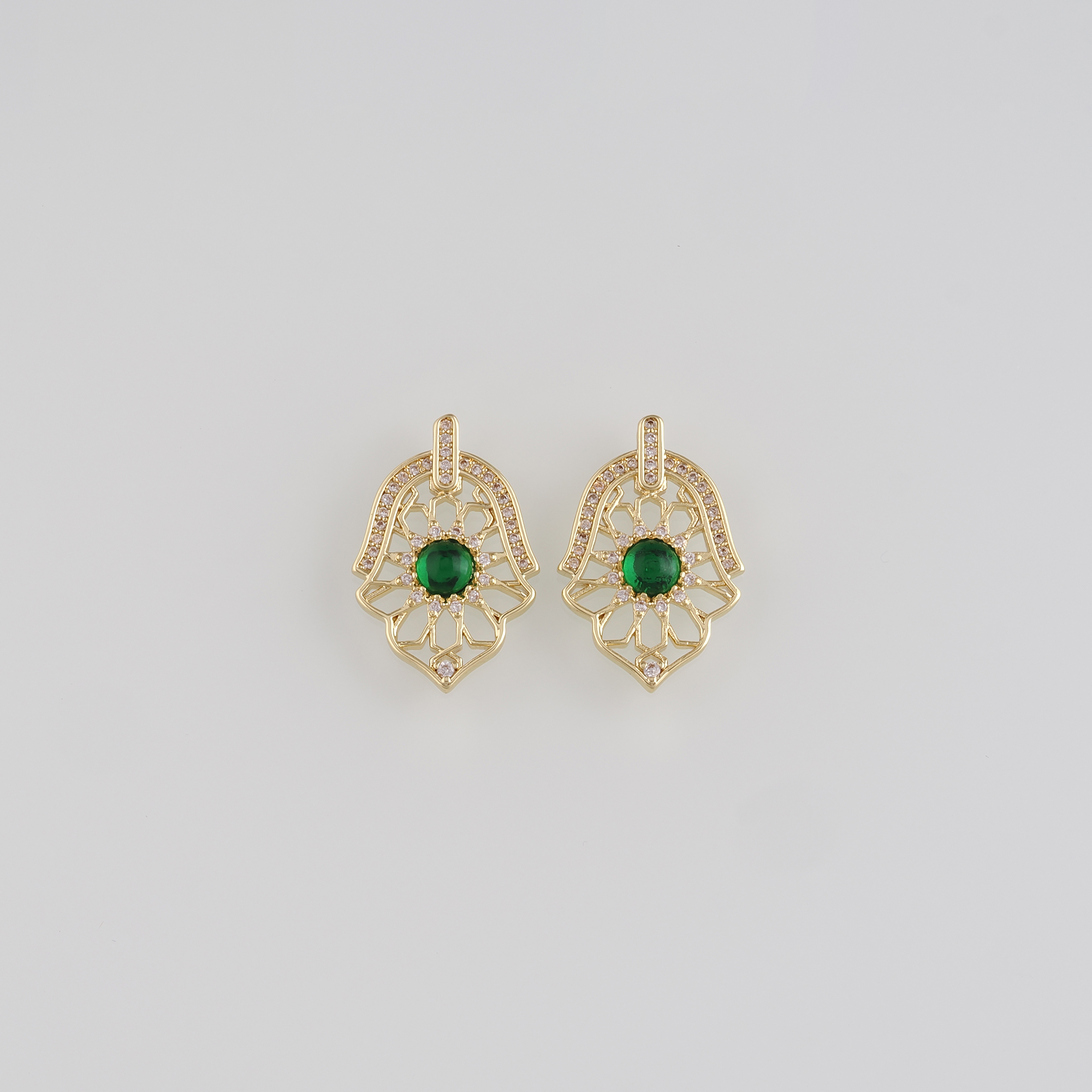 18K Gold Filled Hamsa Pendant,CZ Micro Pave Hamsa Charm Earrings Necklace for DIY Jewelry Making Supply