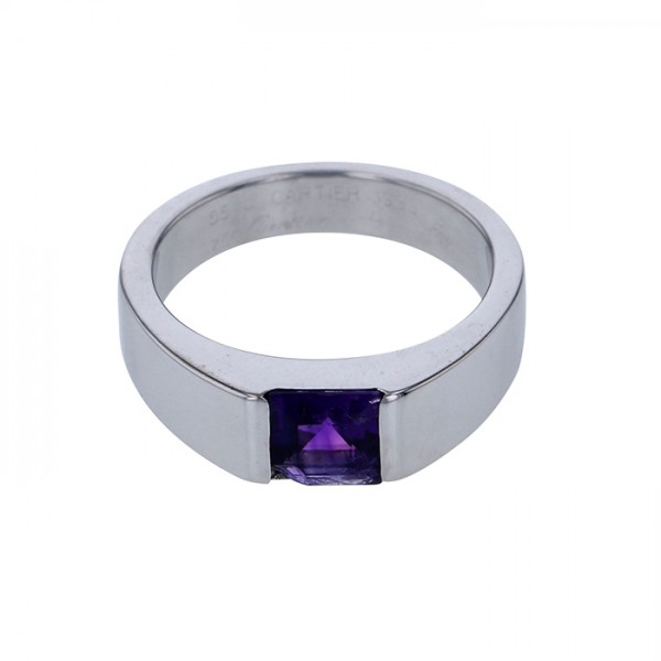 Cartier Tank Ring K18WG White Gold Ring Amethyst
