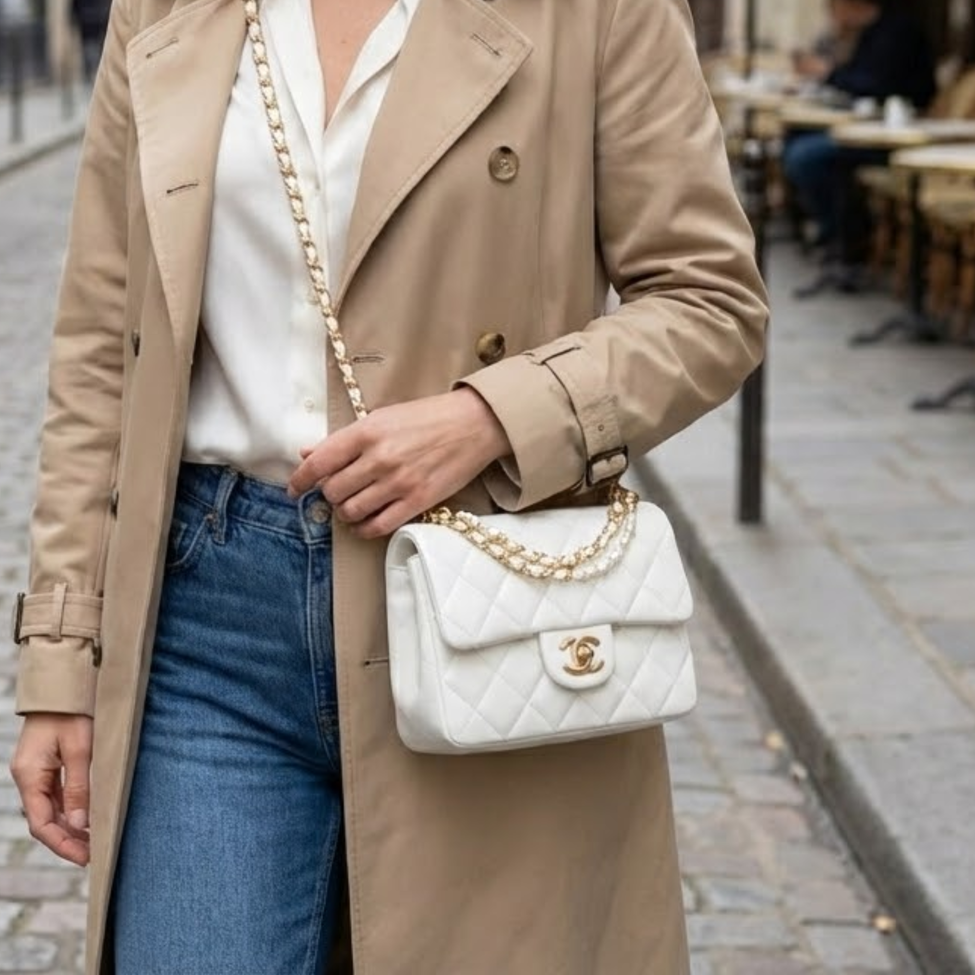 Chanel Mini Flap White Bag 22cm/8.9in