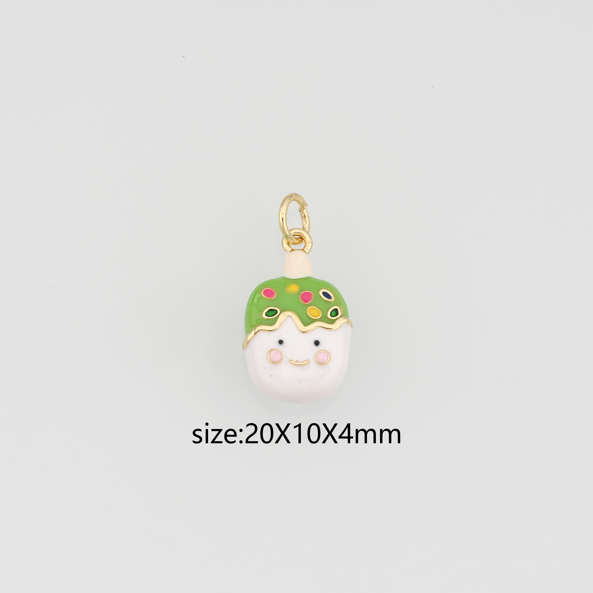 18K Gold Filled Ice Cream Pendant,Enamel Ice Cream Charm Earrings Necklace for DIY Jewelry Making Supply