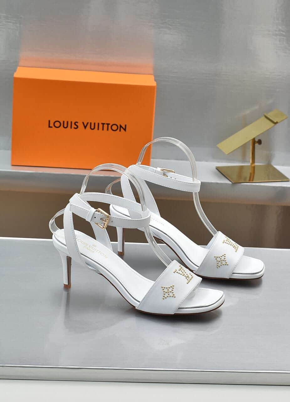 Louis Vuitton Open Toe High Heel Sandals White