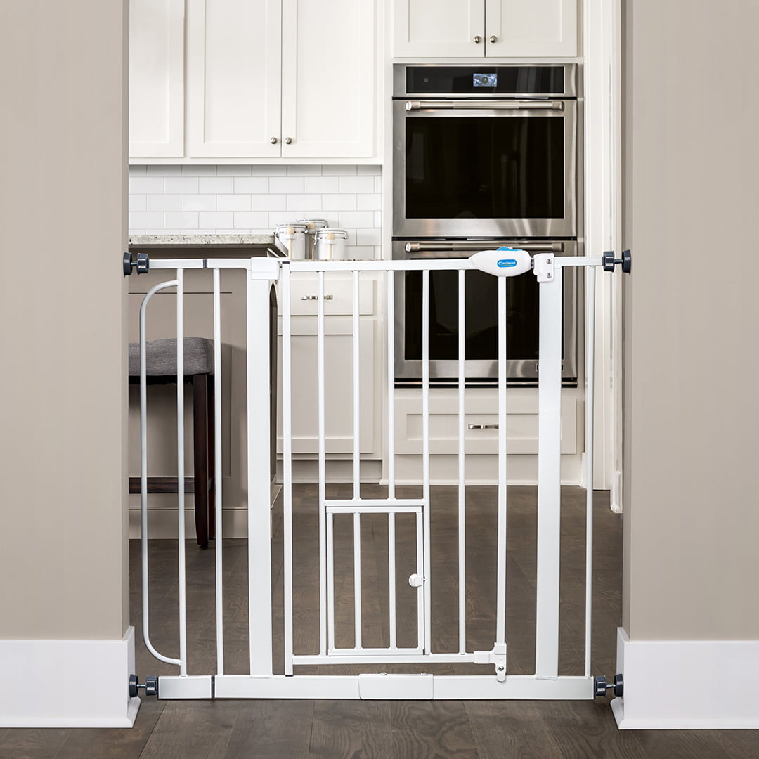 Carlson Extra Wide Walk Through Pet Gate with Small Pet Door, Pressure Mount Kit and Wall Mount Kit