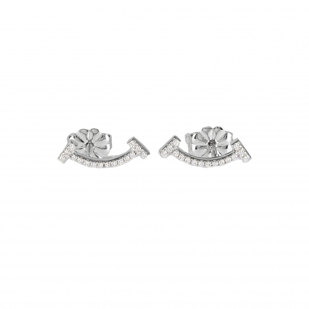 Tiffany & Co. Tiffany T Smile Earrings 18K White Gold Diamond 60150739