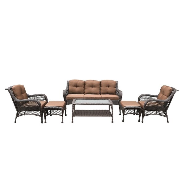6piece Resin Wicker Patio Furniture Conversation Set with High Back