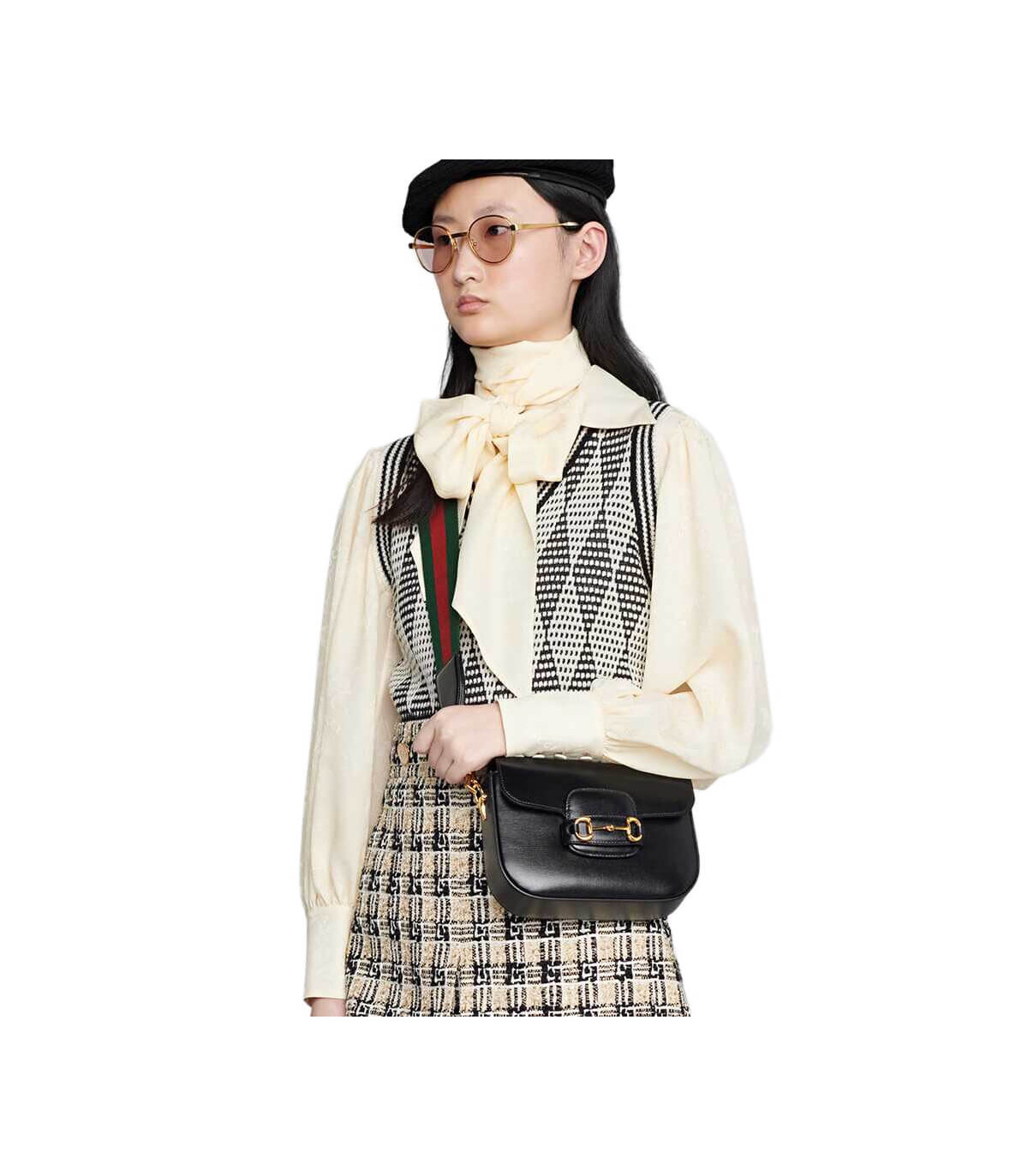 Gucci Horsebit 1955 Mini Bag in Black Leather 20.5cm/8.1in