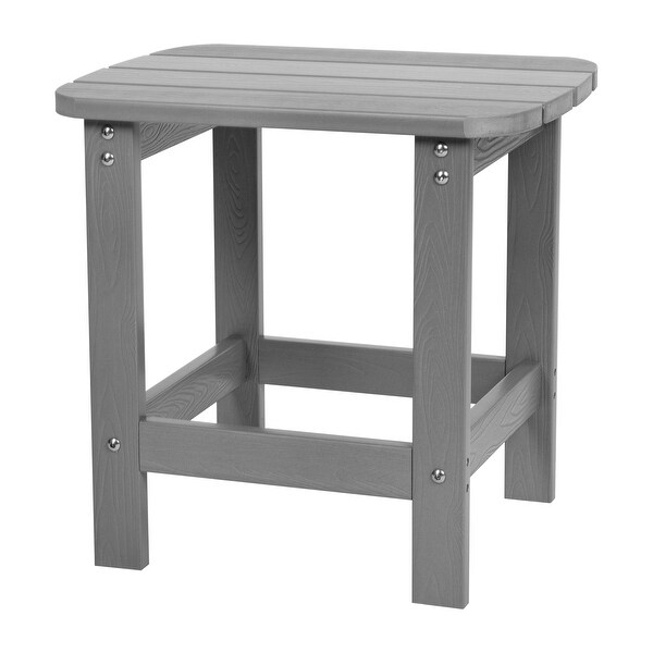 2 Modern Dual Slat Poly Resin Adirondack Rocking Chairs with Side Table