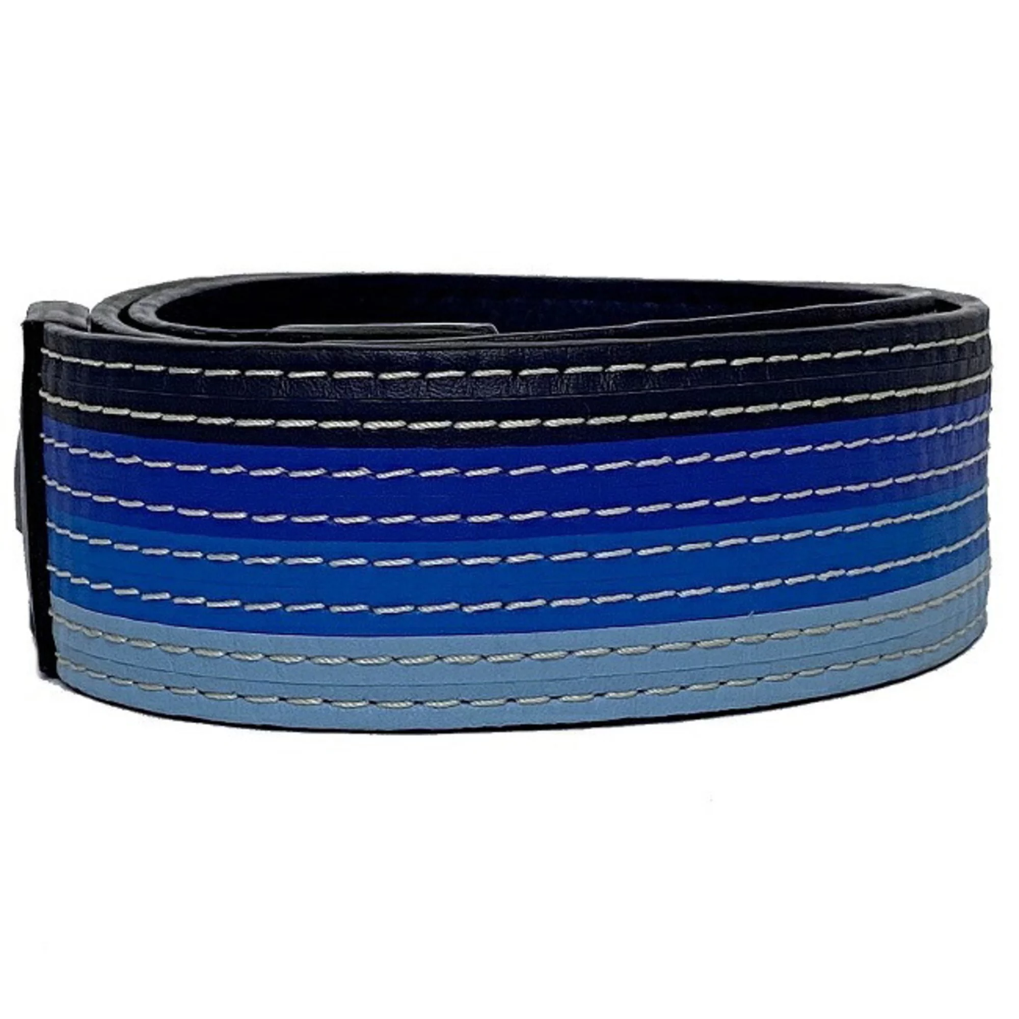 Pre-Owned Loewe Shoulder Strap Blue Navy Gold Leather LOEWE Light Stripe Women's Stitching Accessories Accent (Good)