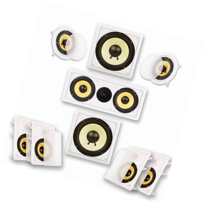 Acoustic Audio HD726 In-Wall/Ceiling Home Theater Surround 7.2 Speaker System, White