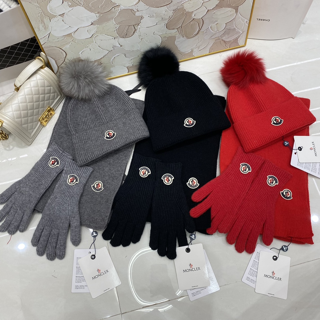 Moncler Three piece set（hat+scarf+glove） - cnluxepick