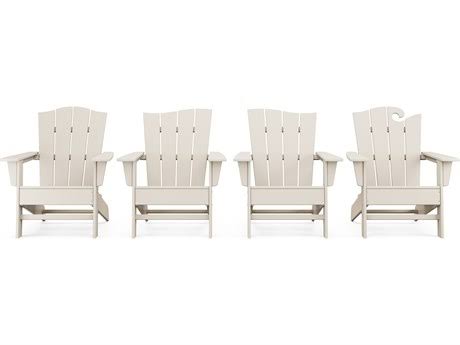 POLYWOOD Wave Collection 4-Piece Adirondack Chair Set in Slate Grey