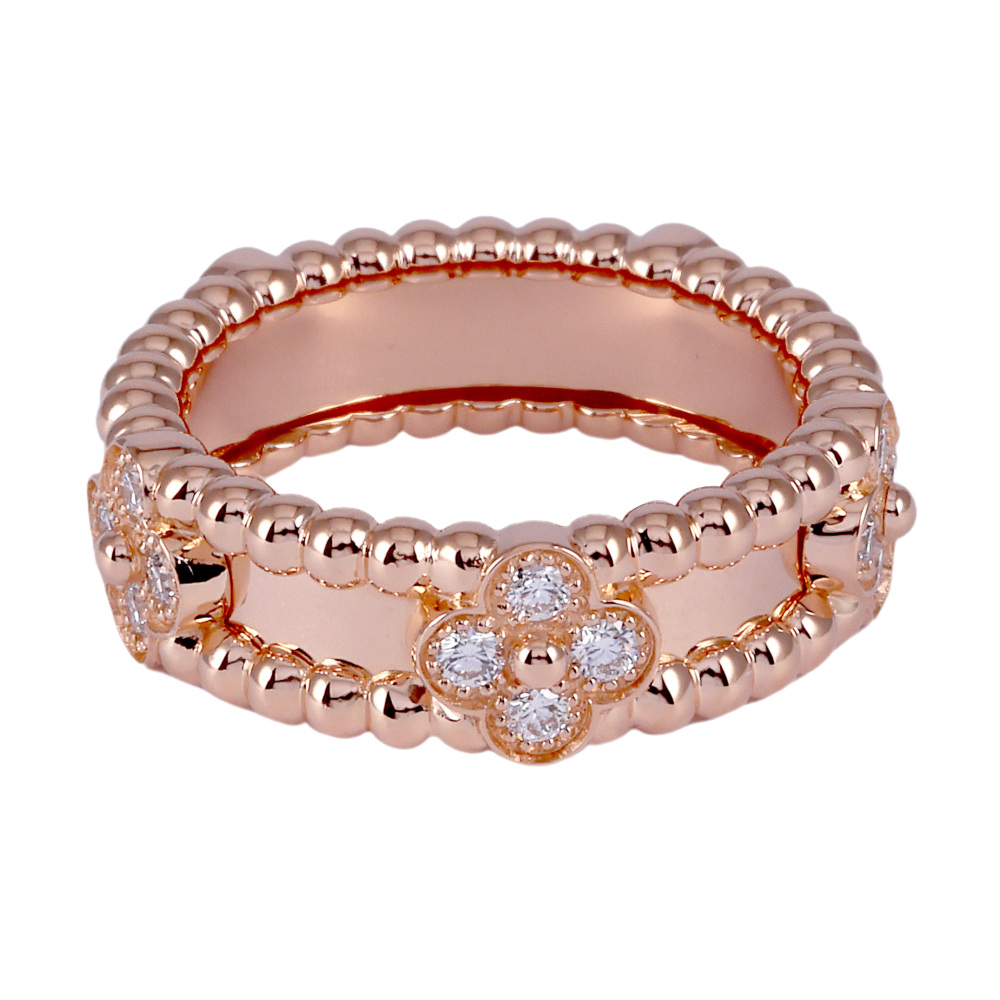 Van Cleef & Arpels Perlée Clovers Sweet Clover Ring 18K Rose Gold Diamond VCARP6ML00