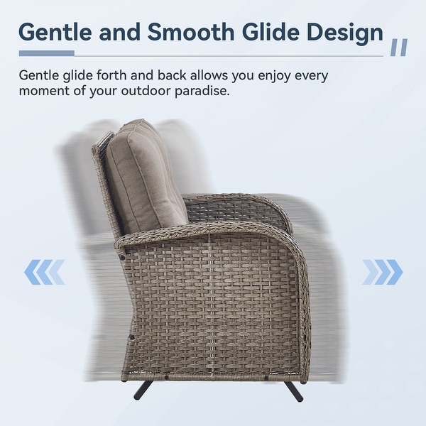 Gymojoy Stylish Patio Loveseat Glider Sofa with Cushions