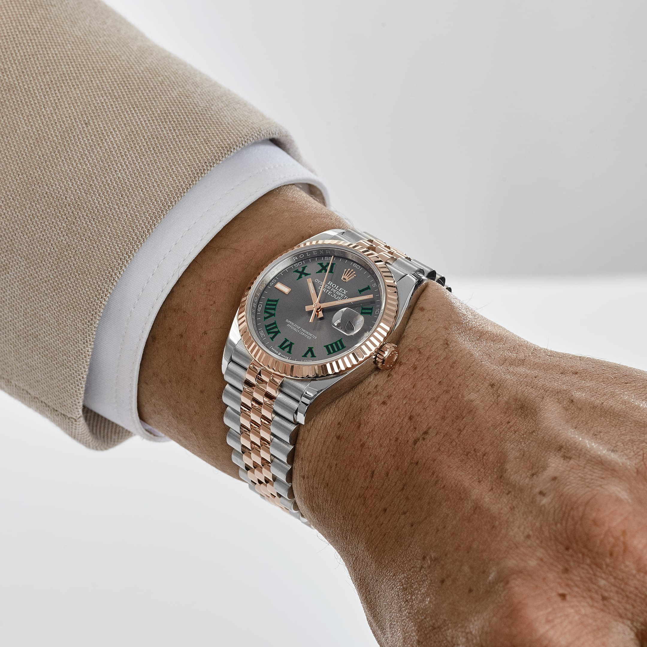 Rolex Datejust 36 126231 'Wimbledon' Stainless Steel Rose Gold Slate Dial Jubilee (2026)