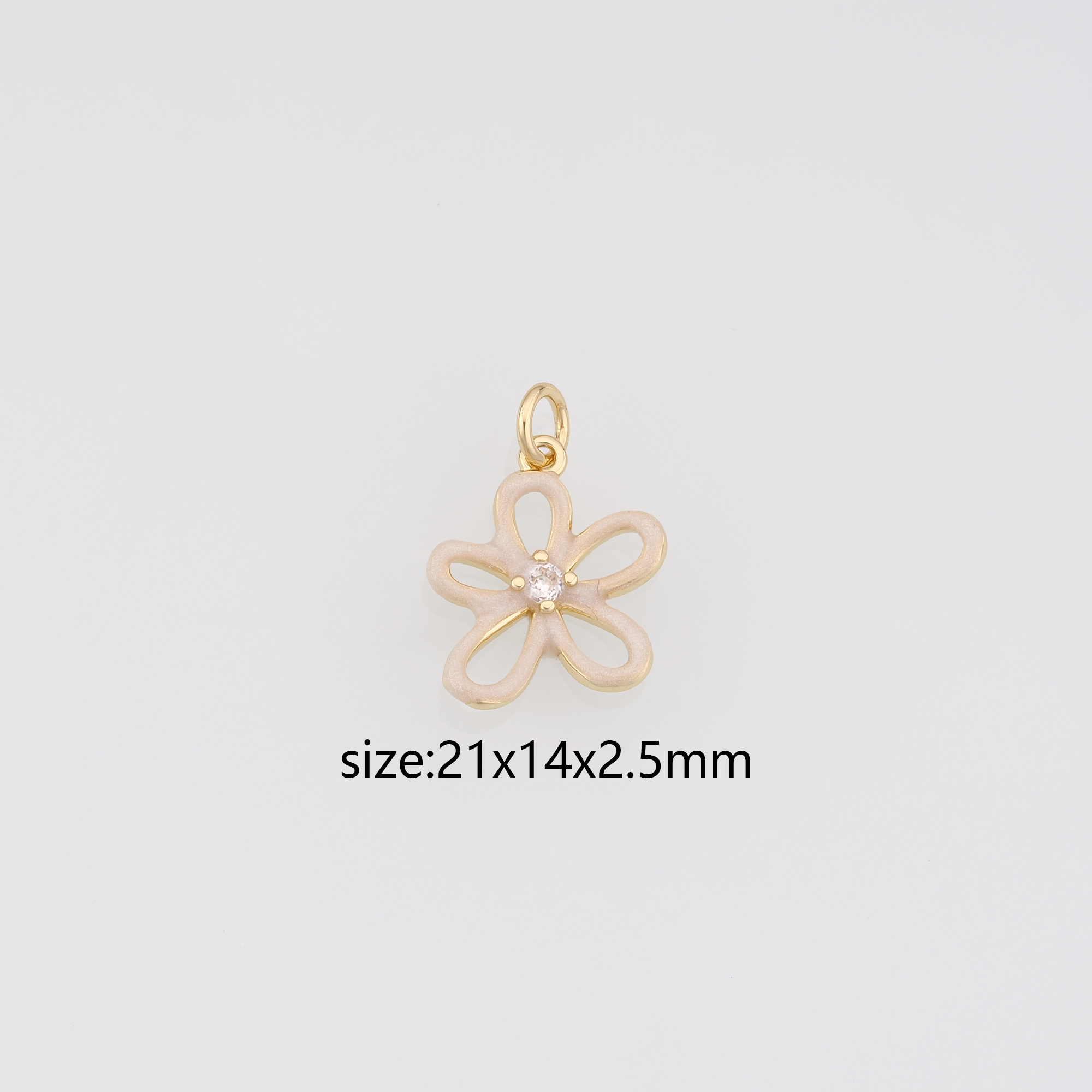 18K Gold Filled Flower Pendant,Enamel Flower Charm Earrings Necklace for DIY Jewelry Making Supply