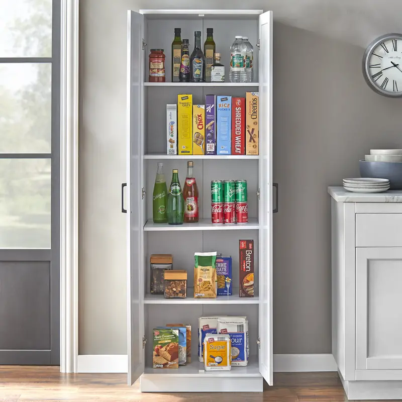 TMS Fletcher Modern Farmhouse Kitchen Pantry Cabinet, White Finish