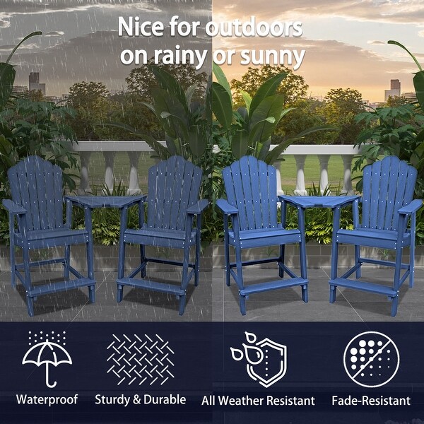 Patio Tall Adirondack Chair Set with Connecting Tray (Set of 2)