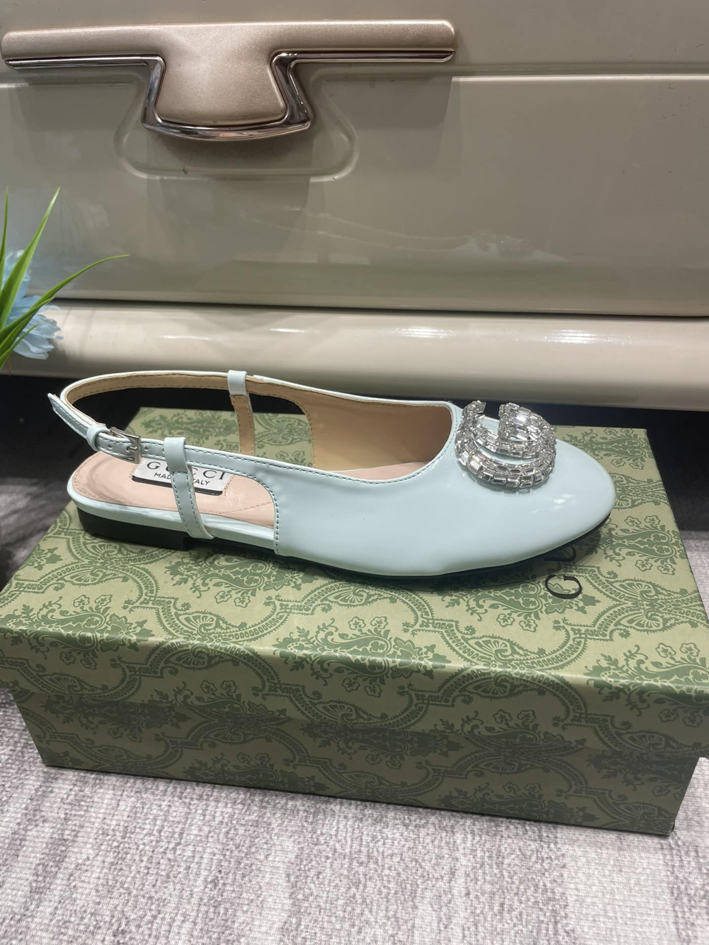 Gucci Women’S Ballerina With Double G Pale Green 762765 Bnc00 3401