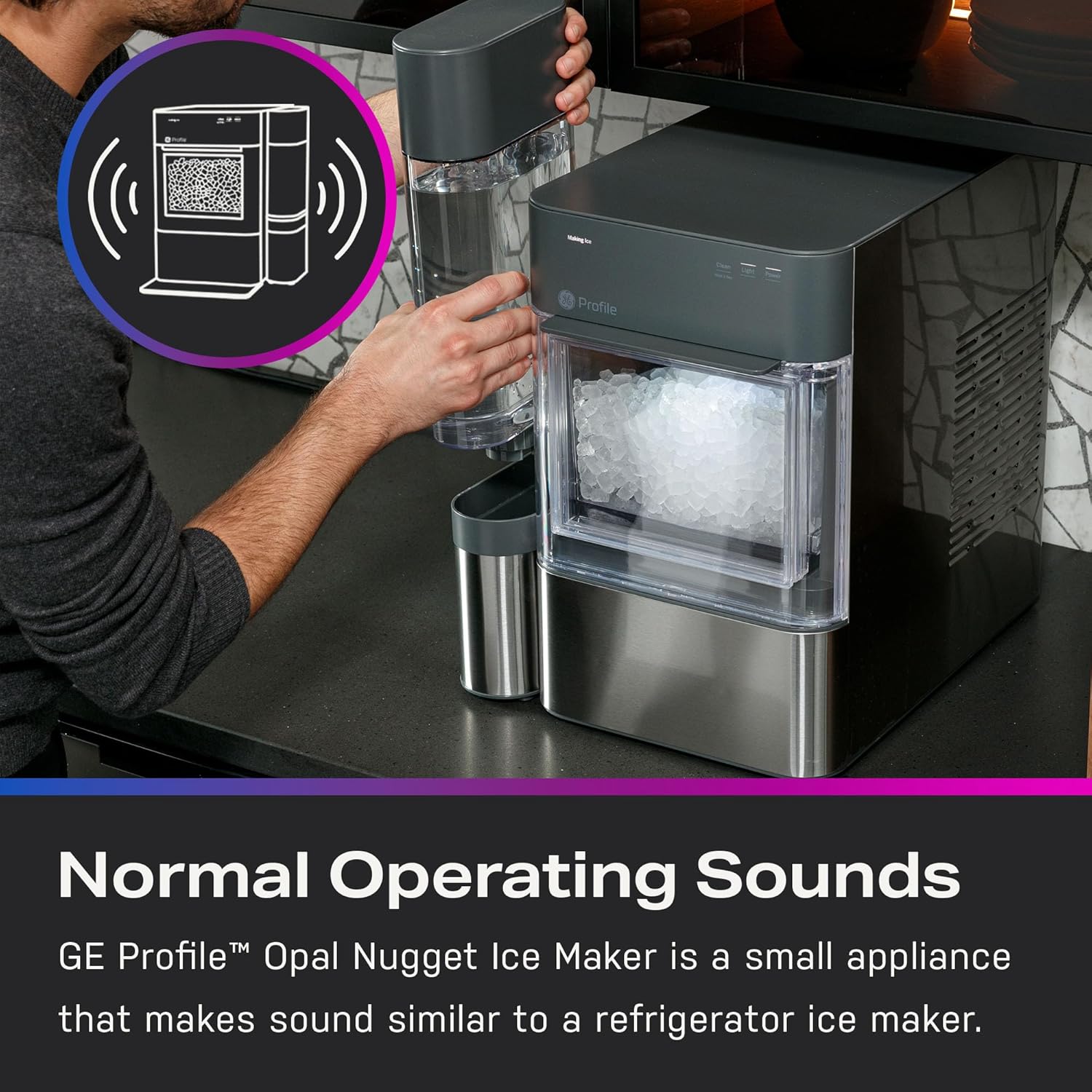 2026 GE Profile Opal 2.0 with 0.75 Gallon Tank, Chewable Crunchable Countertop Nugget Ice Maker, Scoop included, 38 lbs in 24 hours, Pellet Ice Machine with WiFi & Smart Connected, Stainless Steel