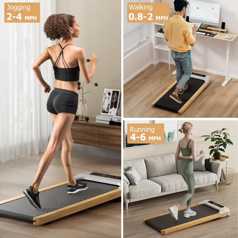 Under-Desk Wooden Walking Pad – Quiet, Low-Profile Treadmill for Home or Office Use