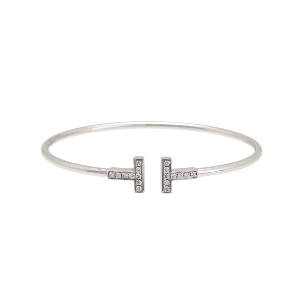 Tiffany & Co. Tiffany T Wire Bracelet 18K White Gold Diamond 60010749