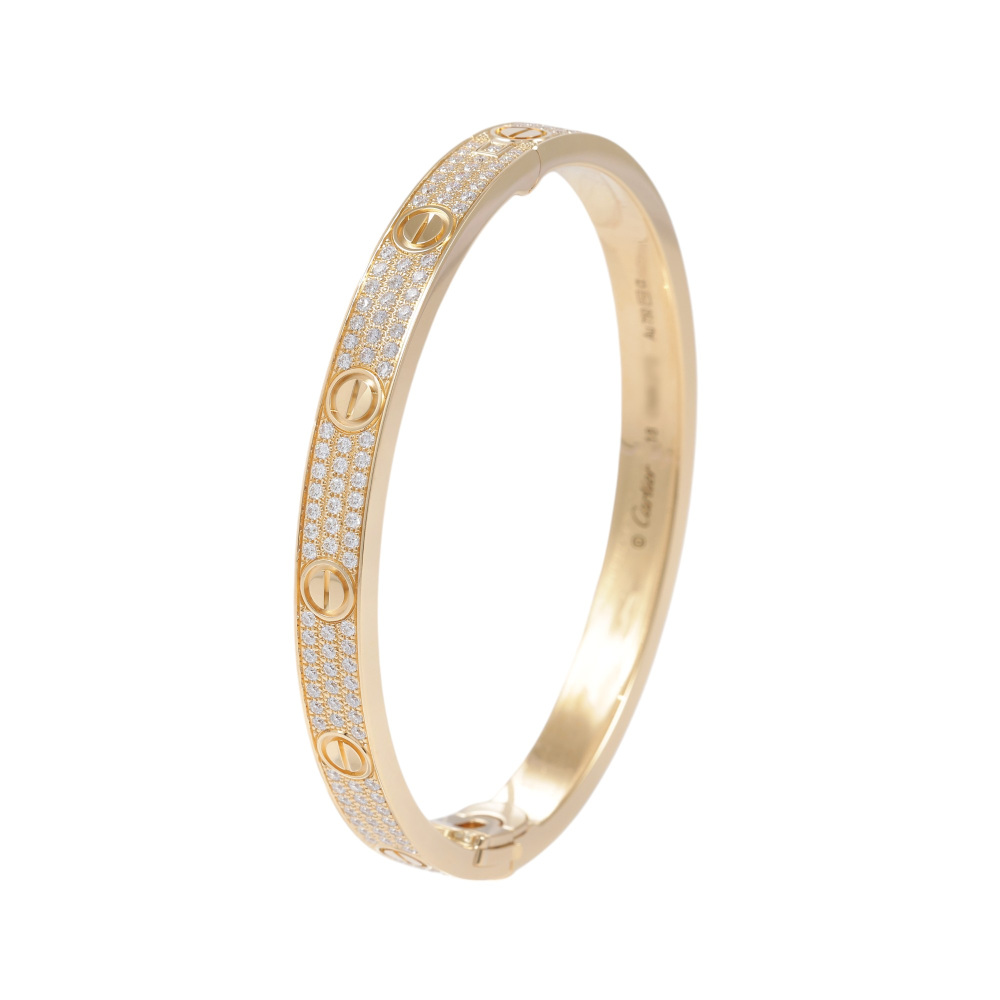 Cartier Love Classic Model Pave Bracelet 18K Yellow Gold Diamond N6035000