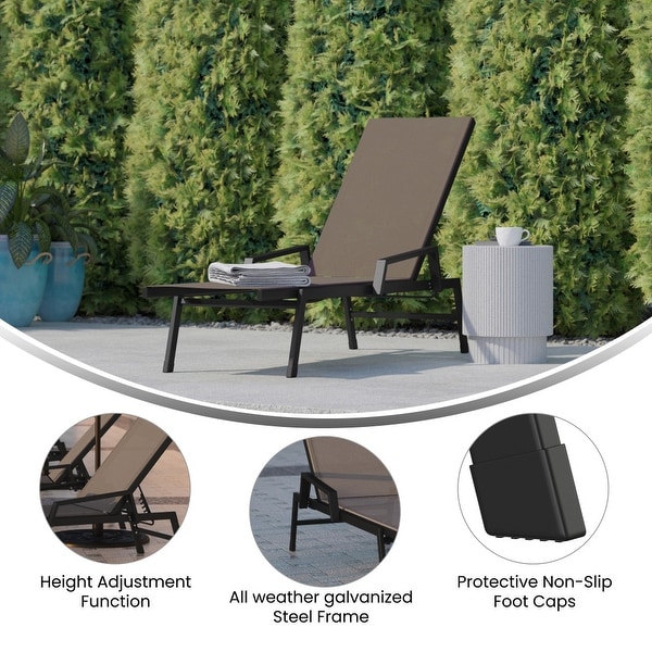 AllWeather Textilene Adjustable Chaise Lounge Chair with Arms